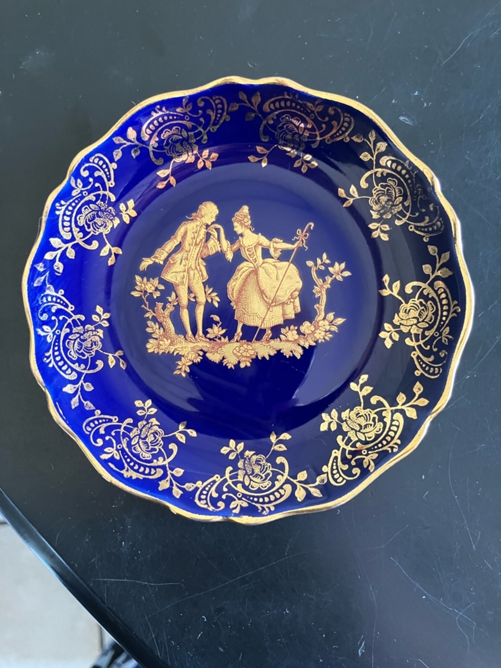 Limoges Cobalt Blue and Gold Gilt Decorative Plate